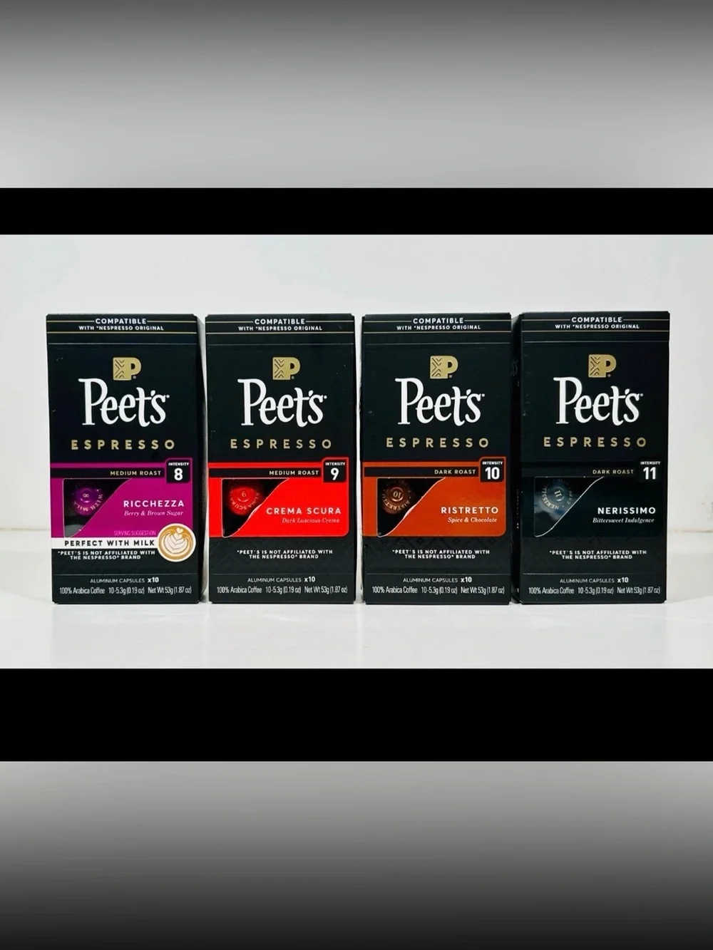 Peet's Espresso Capsules Nespresso Original Line Compatible Variety Pack 40 Ct